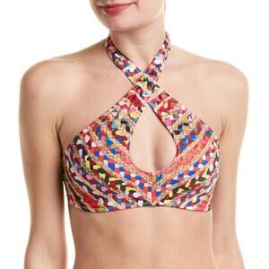 NWT Sam Edelman Braided Raffia Bikini Top Multicolor size XS